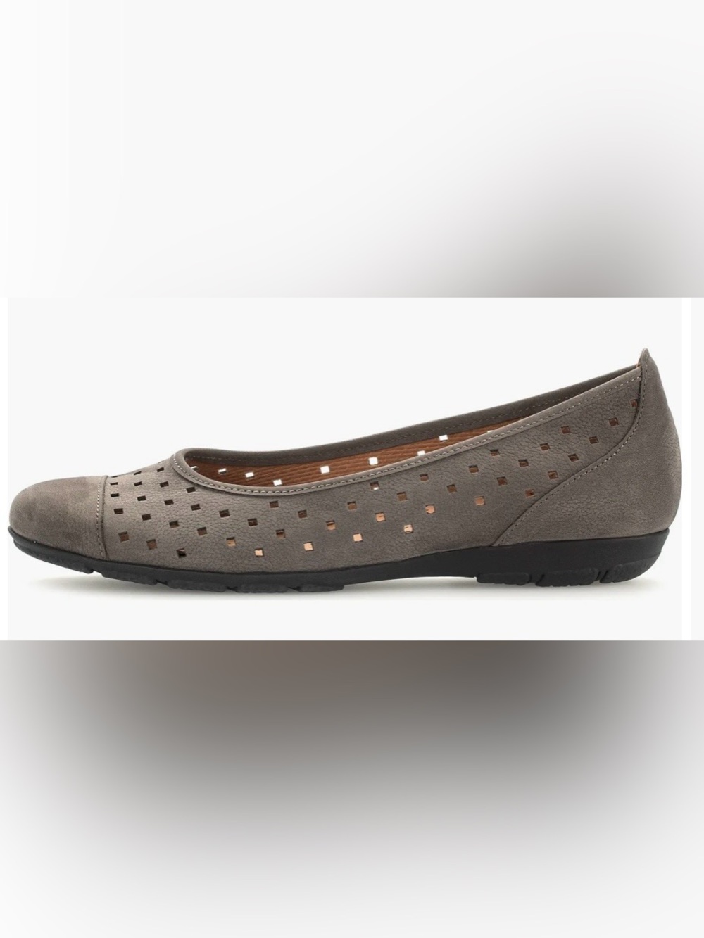 Gabor Hovercraft Perforated Wallaby Suede Slip-On Ballet Flats in Taupe - US 8
